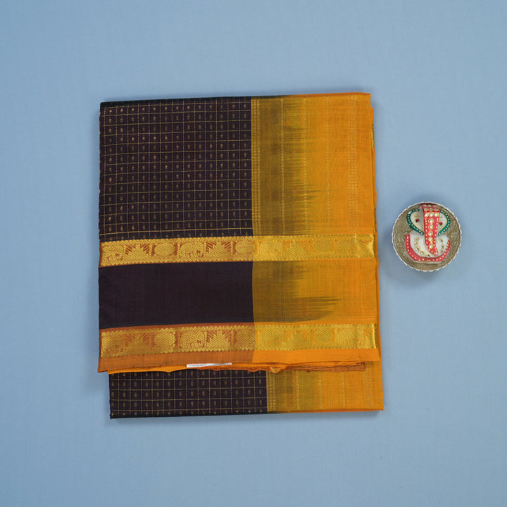 Hayagrivas Kanchana Brown Pure Silk Cotton Saree KBE2283B9-9