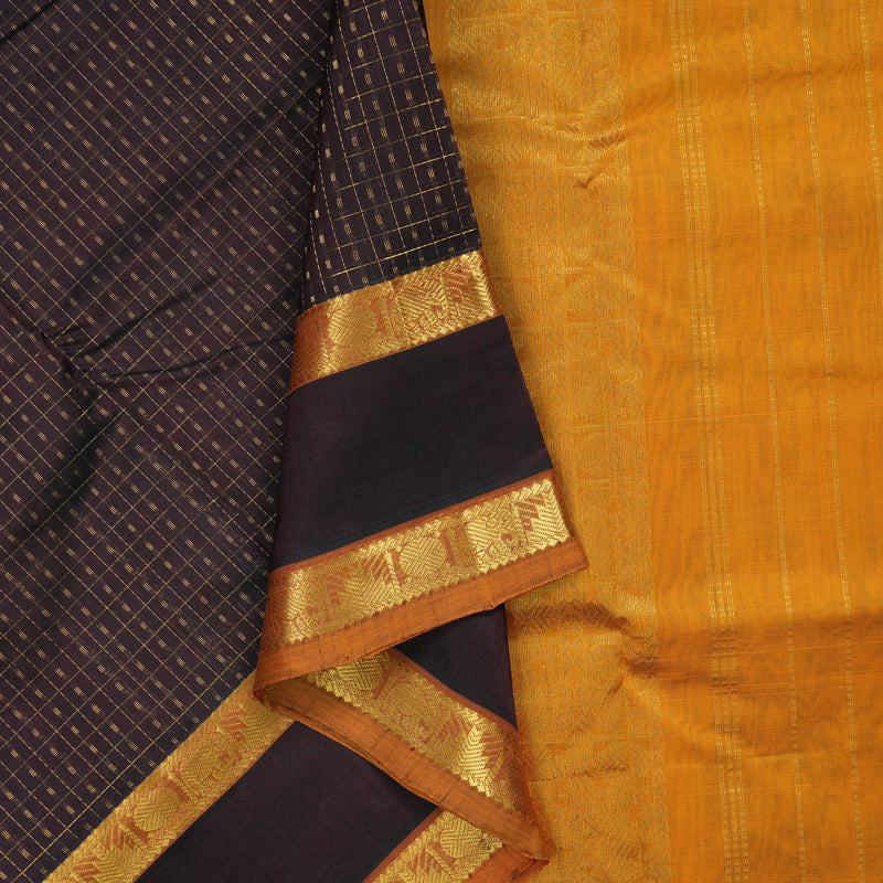 Hayagrivas Kanchana Brown Pure Silk Cotton Saree KBE2283B9-9