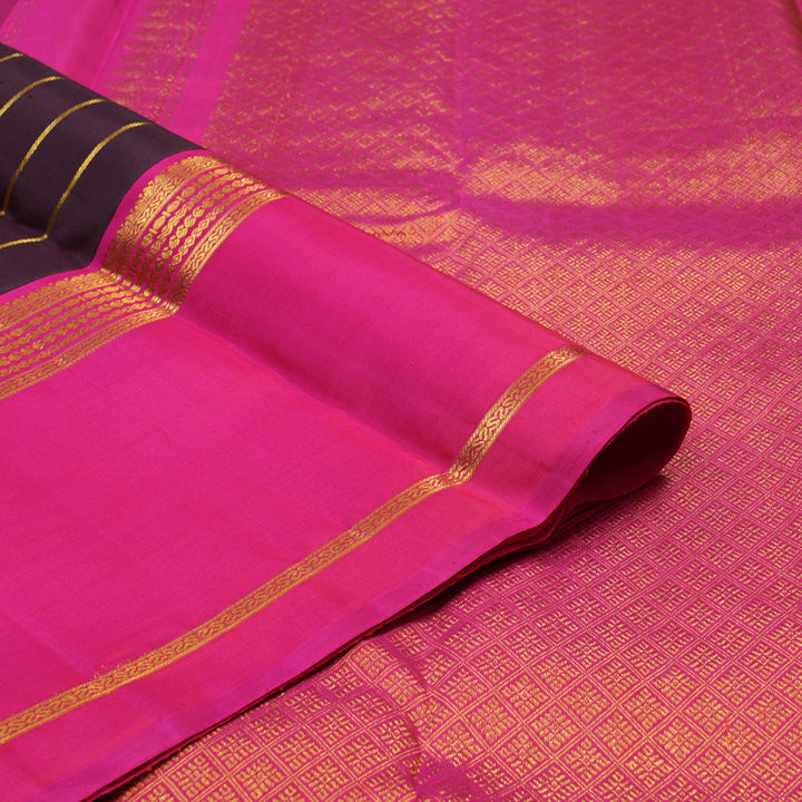 Hayagrivas Handloom Deep Nagapazham Kanjivaram Silk Saree with Rani Pink Border KBE2284B3-1
