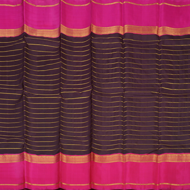 Hayagrivas Handloom Deep Nagapazham Kanjivaram Silk Saree with Rani Pink Border KBE2284B3-1