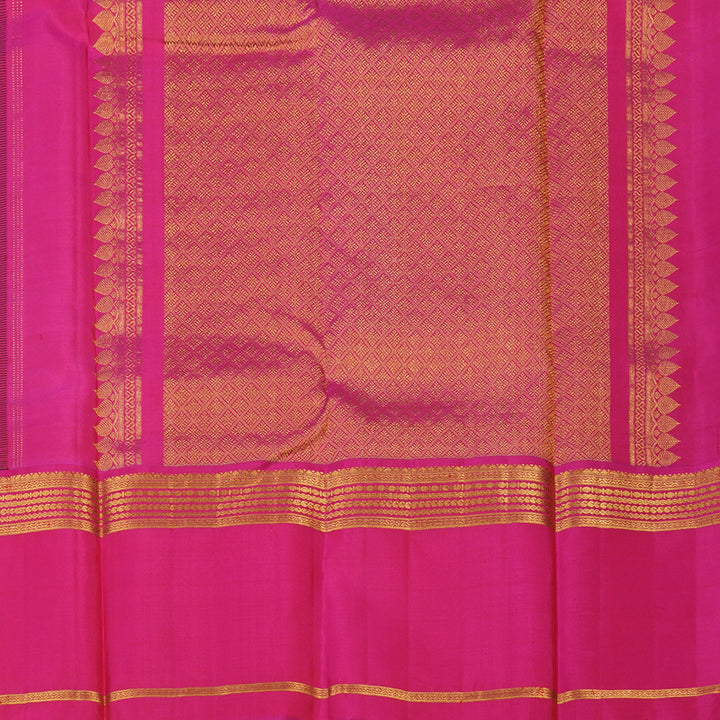 Hayagrivas Handloom Deep Nagapazham Kanjivaram Silk Saree with Rani Pink Border KBE2284B3-1