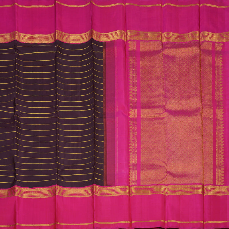 Hayagrivas Handloom Deep Nagapazham Kanjivaram Silk Saree with Rani Pink Border KBE2284B3-1
