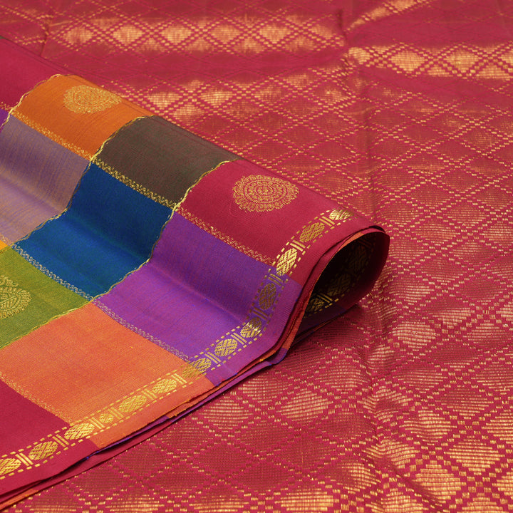Hayagrivas Handloom Multicolour Checks Kanjivaram Silk Saree KBE2291B1-1