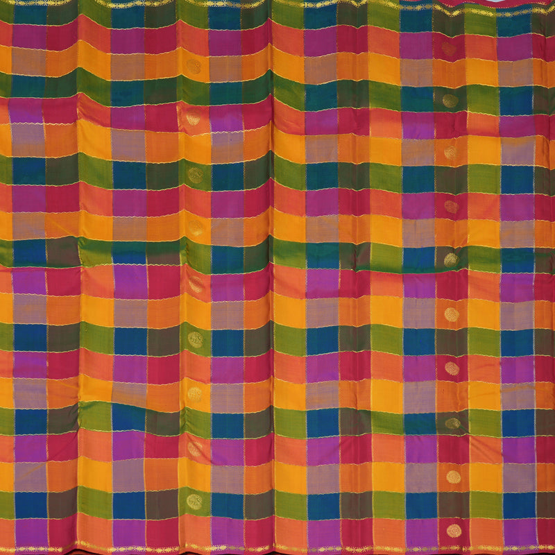 Hayagrivas Handloom Multicolour Checks Kanjivaram Silk Saree KBE2291B1-1