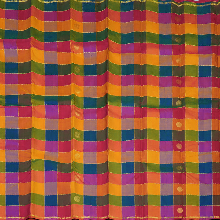 Hayagrivas Handloom Multicolour Checks Kanjivaram Silk Saree KBE2291B1-1