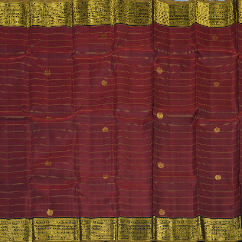 Hayagrivas Handloom Maroon Kanjivaram Silk Saree with Black Border KBE2292B7-1