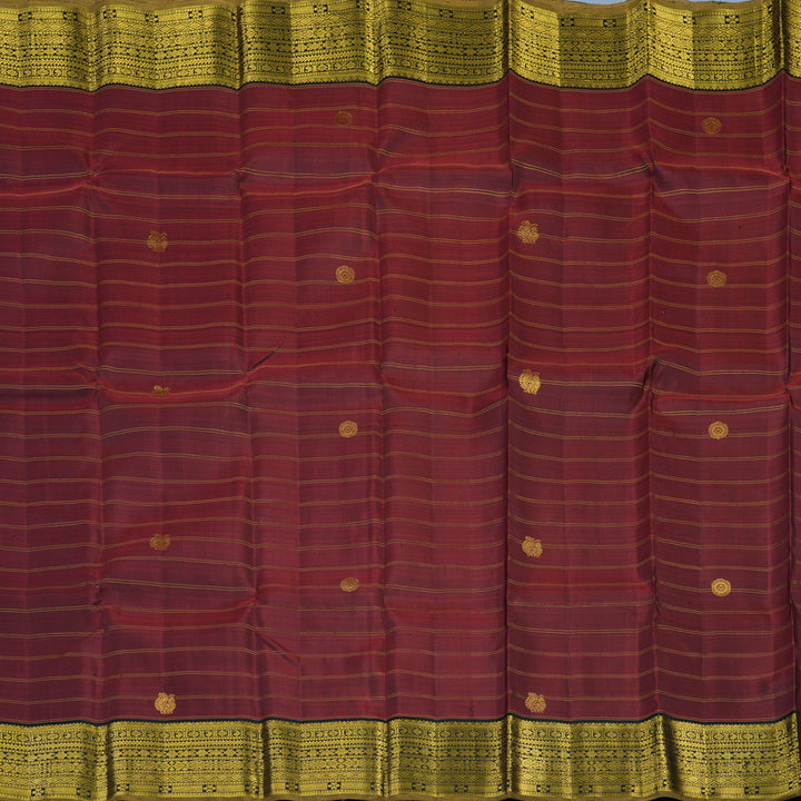 Hayagrivas Handloom Maroon Kanjivaram Silk Saree with Black Border KBE2292B7-1