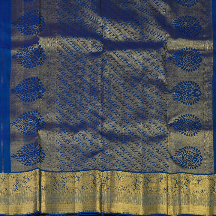 Hayagrivas Handloom Peacock Blue Kanjivaram Silk Saree KBE2293B2-1