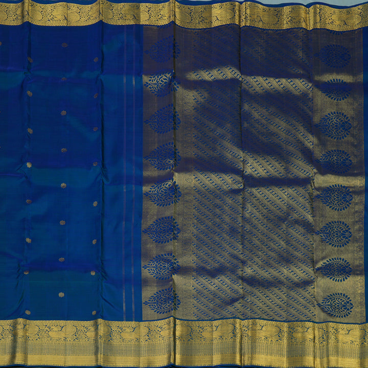 Hayagrivas Handloom Peacock Blue Kanjivaram Silk Saree KBE2293B2-1