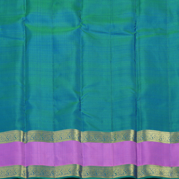 Hayagrivas Handloom Purplish-Blue Kanjivaram Silk Saree with Rose Pink Border KBE2293B3-2