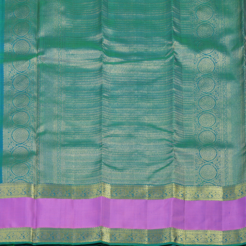 Hayagrivas Handloom Purplish-Blue Kanjivaram Silk Saree with Rose Pink Border KBE2293B3-2