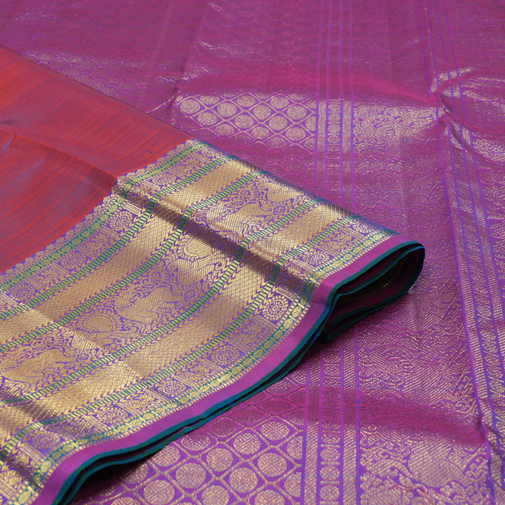 Hayagrivas Handloom Dual Tone (Rust & Blue) Kanjivaram Silk Saree KBE2293B5-2