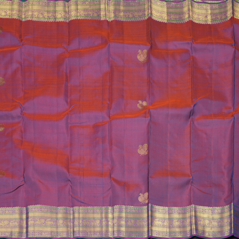 Hayagrivas Handloom Dual Tone (Rust & Blue) Kanjivaram Silk Saree KBE2293B5-2