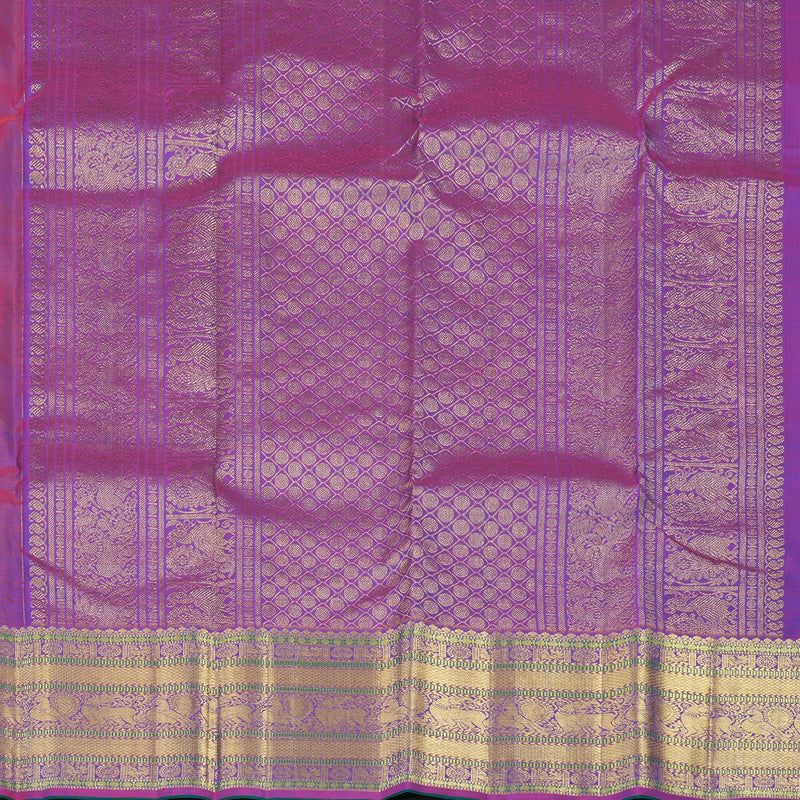 Hayagrivas Handloom Dual Tone (Rust & Blue) Kanjivaram Silk Saree KBE2293B5-2