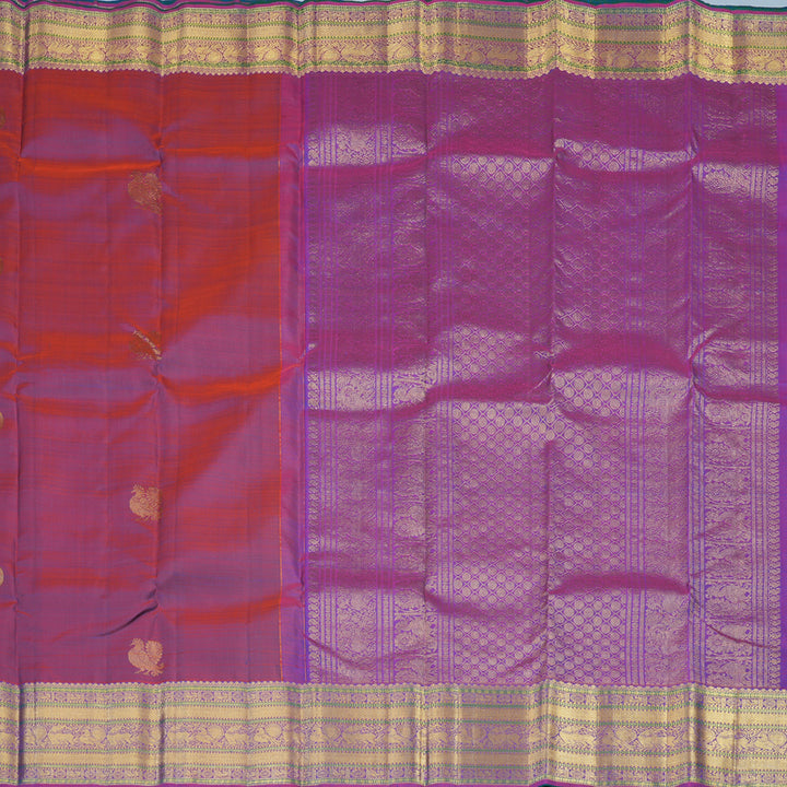 Hayagrivas Handloom Dual Tone (Rust & Blue) Kanjivaram Silk Saree KBE2293B5-2