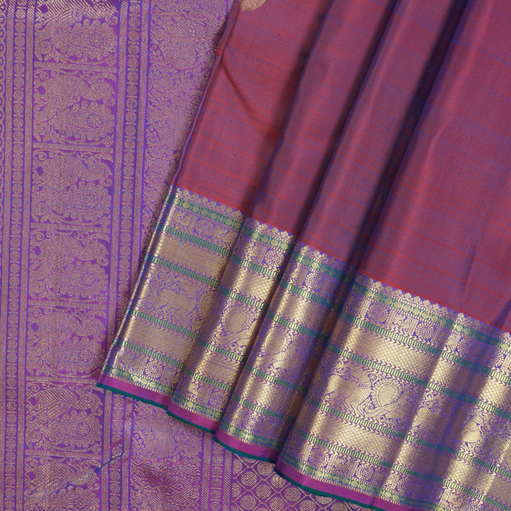 Hayagrivas Handloom Dual Tone (Rust & Blue) Kanjivaram Silk Saree KBE2293B5-2