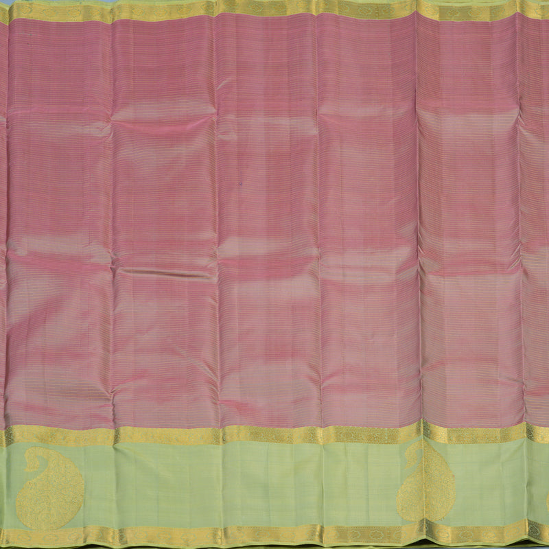 Hayagrivas Handloom Lotus Pink Kanjivaram Silk Saree with Pista Green Border KBE2293B6-2