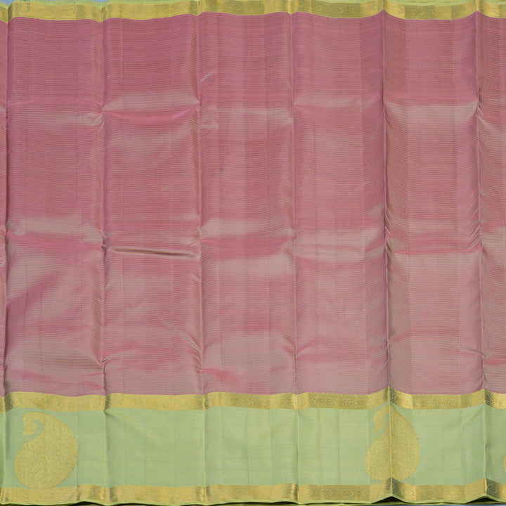 Hayagrivas Handloom Lotus Pink Kanjivaram Silk Saree with Pista Green Border KBE2293B6-2