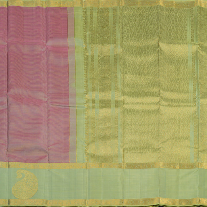 Hayagrivas Handloom Lotus Pink Kanjivaram Silk Saree with Pista Green Border KBE2293B6-2