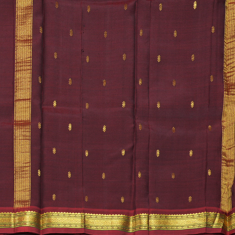 Hayagrivas Handloom Bottle Green Kanjivaram Silk Saree with Maroon Border KBE2295B1-17