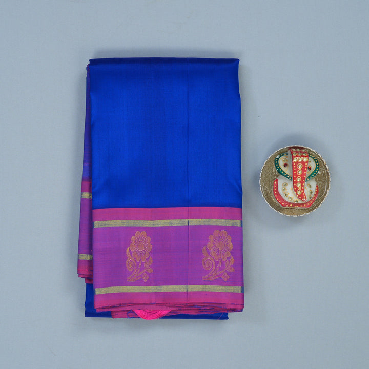 Hayagrivas Handloom MS Blue Kanjivaram Silk Saree with Magenta Border KBE2295B3-4