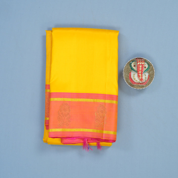 Hayagrivas Yellow Handloom Kanjivaram Silk Saree KBE2295B3-5