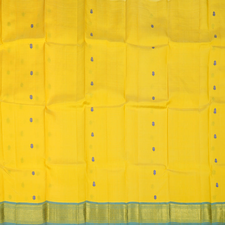 Hayagrivas Yellow Pure One-sided border Kanjivaram Silk Saree KBE2295B6-2