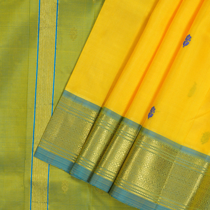 Hayagrivas Yellow Pure One-sided border Kanjivaram Silk Saree KBE2295B6-2