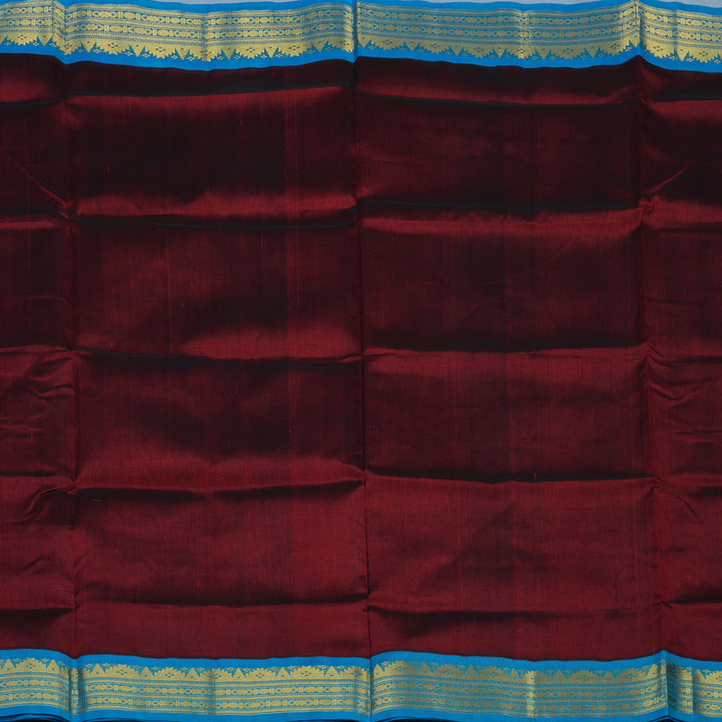 Hayagrivas Araku Maroon Pure Silk Cotton Saree with Sky Blue Border KBE2296B4-1