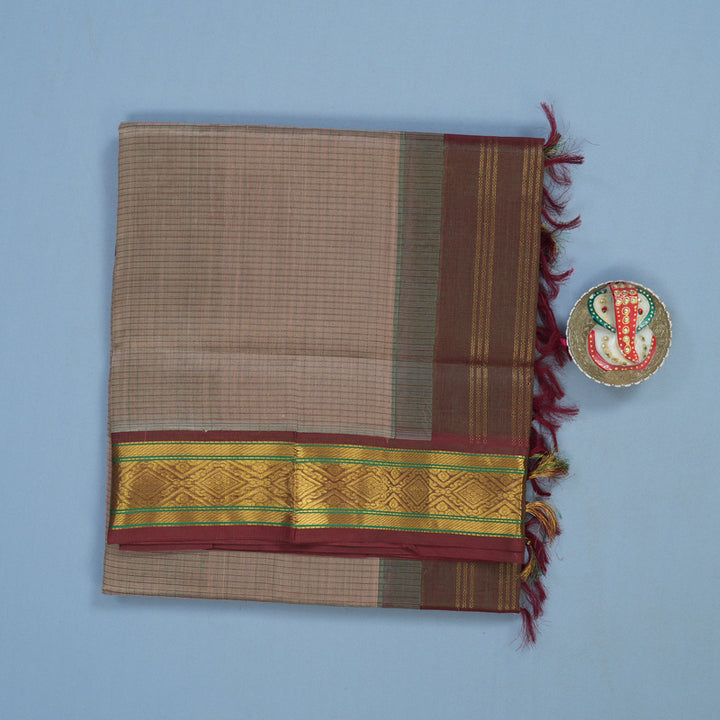 Hayagrivas Light Brown Pure Silk Cotton Saree KBE2296B5-1