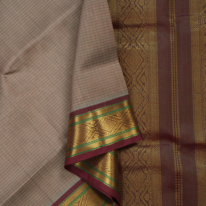 Hayagrivas Light Brown Pure Silk Cotton Saree KBE2296B5-1