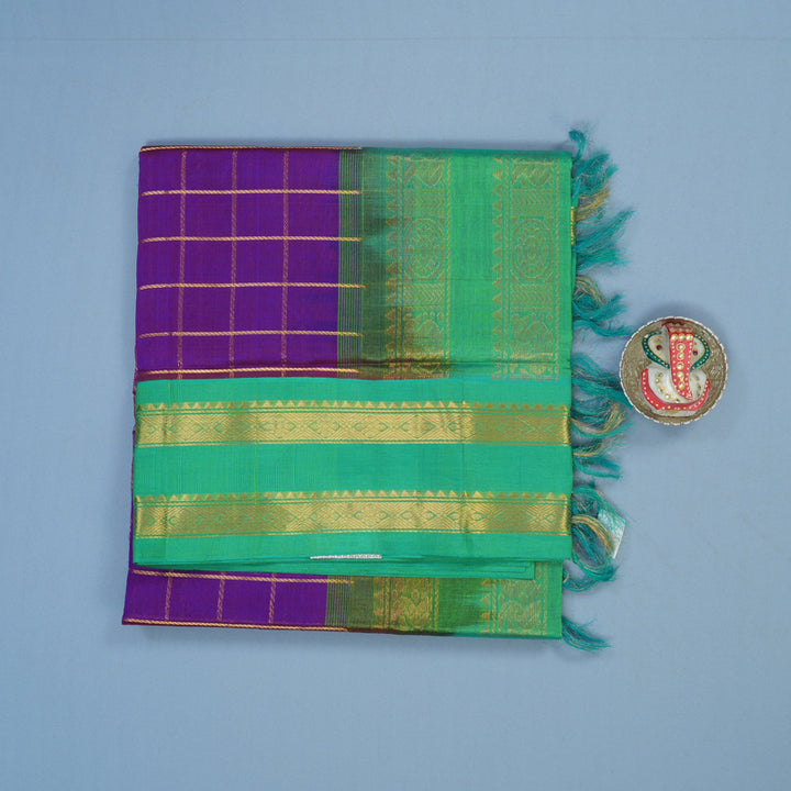 Hayagrivas Purple Pure Silk Cotton Saree KBE2296B6-1