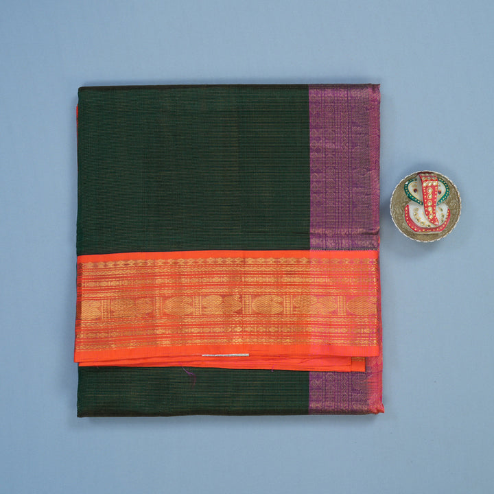 Hayagrivas Bottle Green Pure Silk Cotton Saree KBE2297B1-7