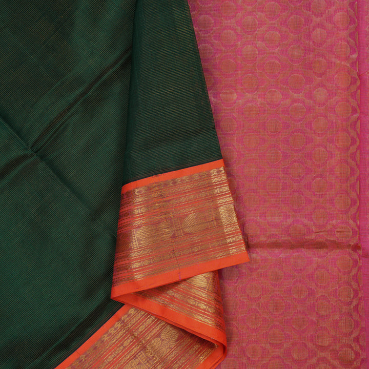 Hayagrivas Bottle Green Pure Silk Cotton Saree KBE2297B1-7