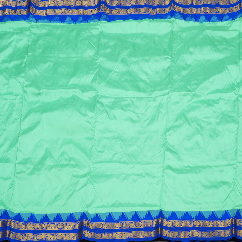 Hayagrivas Sea Blue Handloom Kanjivaram Ten Yards Silk Saree with Blue Border KBE229D2-3