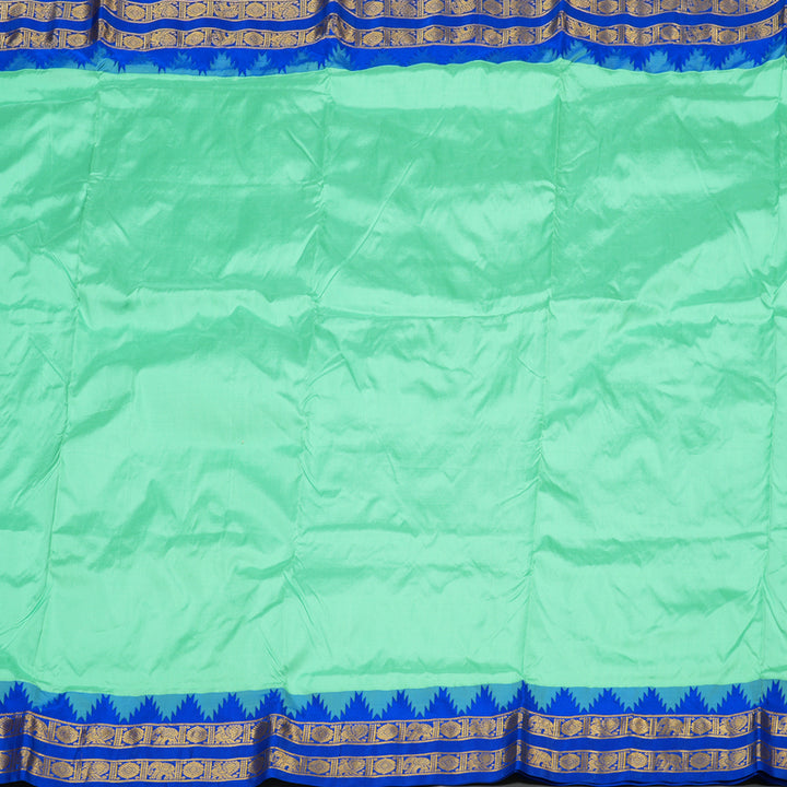 Hayagrivas Sea Blue Handloom Kanjivaram Ten Yards Silk Saree with Blue Border KBE229D2-3