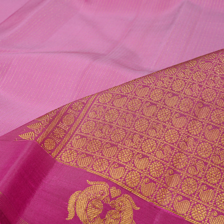 Hayagrivas Mild Pink Handloom Kanjivaram Silk Saree with Purple Border KBE22D1-1