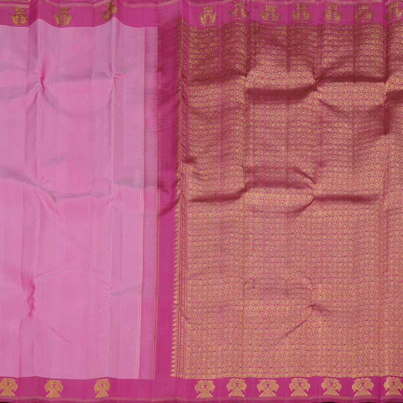 Hayagrivas Mild Pink Handloom Kanjivaram Silk Saree with Purple Border KBE22D1-1