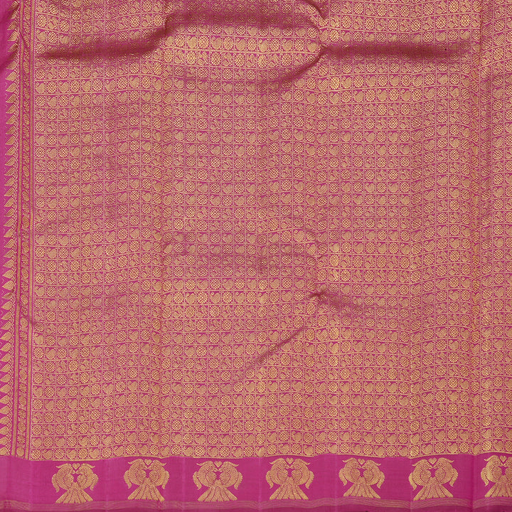 Hayagrivas Mild Pink Handloom Kanjivaram Silk Saree with Purple Border KBE22D1-1