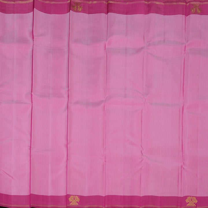 Hayagrivas Mild Pink Handloom Kanjivaram Silk Saree with Purple Border KBE22D1-1