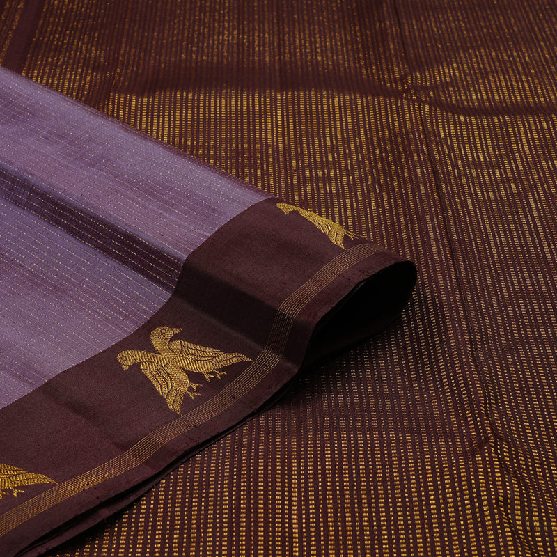 Hayagrivas Plum Purple Handloom Kanjivaram Silk Saree with Dark Brown Border KBE22D1-2