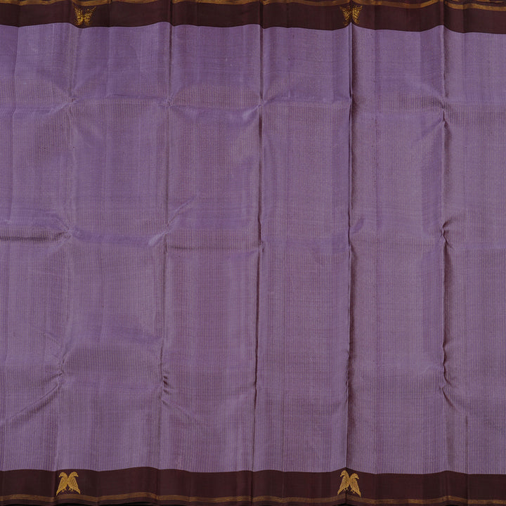 Hayagrivas Plum Purple Handloom Kanjivaram Silk Saree with Dark Brown Border KBE22D1-2