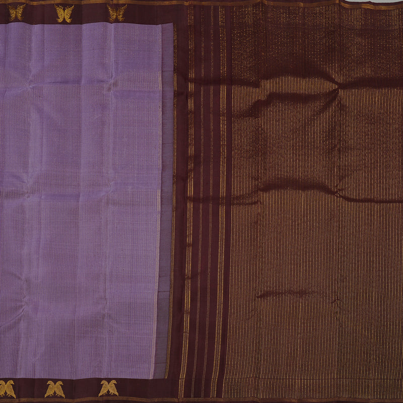 Hayagrivas Plum Purple Handloom Kanjivaram Silk Saree with Dark Brown Border KBE22D1-2