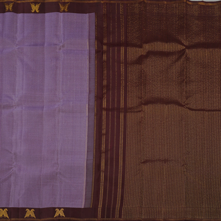 Hayagrivas Plum Purple Handloom Kanjivaram Silk Saree with Dark Brown Border KBE22D1-2