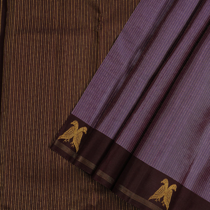 Hayagrivas Plum Purple Handloom Kanjivaram Silk Saree with Dark Brown Border KBE22D1-2