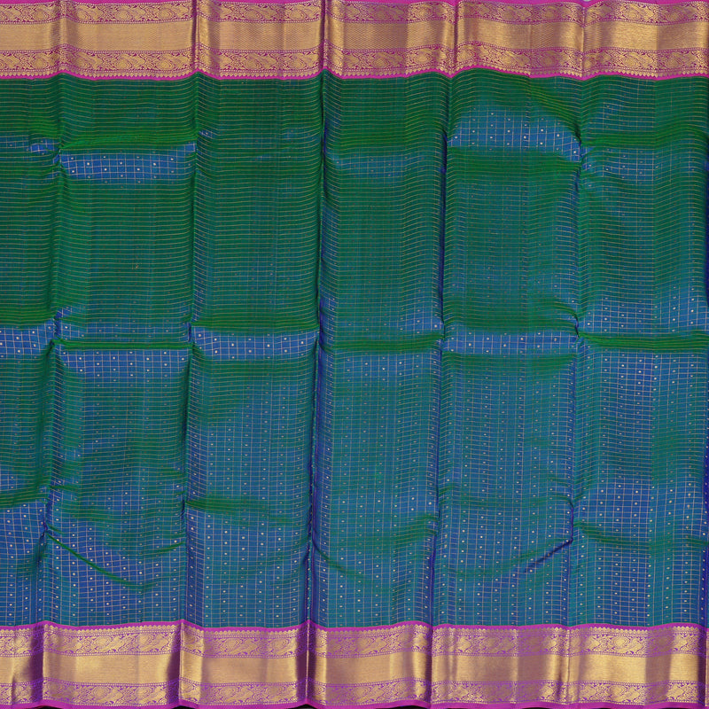 Hayagrivas Handloom Kanjivaram Silk Saree with Enchanting Peacock Blue KBE22D3-1