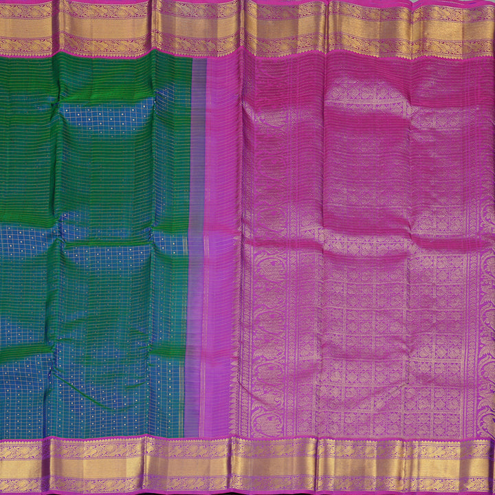 Hayagrivas Handloom Kanjivaram Silk Saree with Enchanting Peacock Blue KBE22D3-1