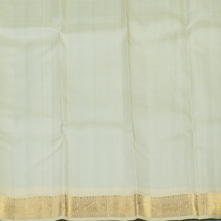 Hayagrivas Handloom Sky Blue Kanjivaram Silk Saree with Ivory Border KBE2302B3-1