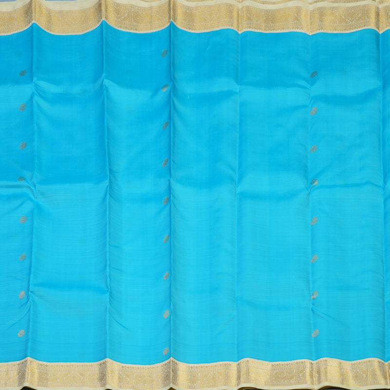 Hayagrivas Handloom Sky Blue Kanjivaram Silk Saree with Ivory Border KBE2302B3-1