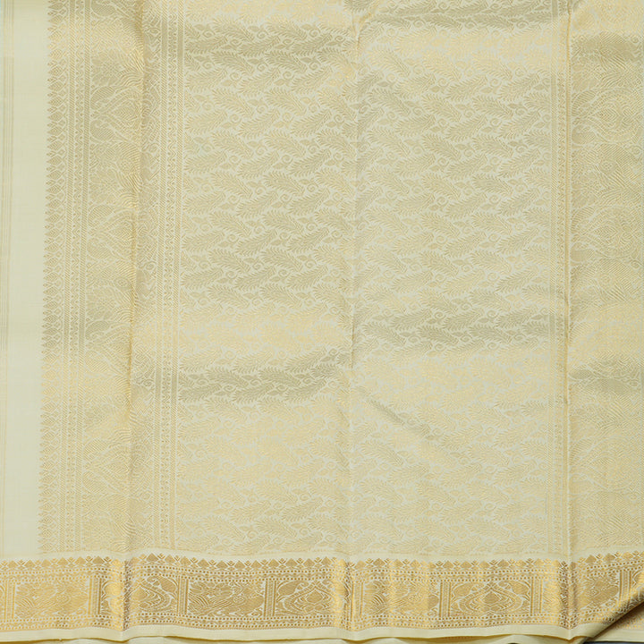 Hayagrivas Handloom Sky Blue Kanjivaram Silk Saree with Ivory Border KBE2302B3-1